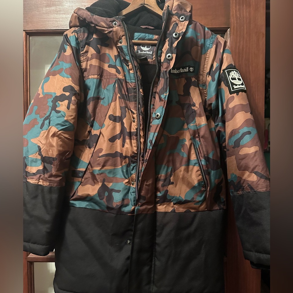 Timberland Kids Camo Jacket - Brown and Green